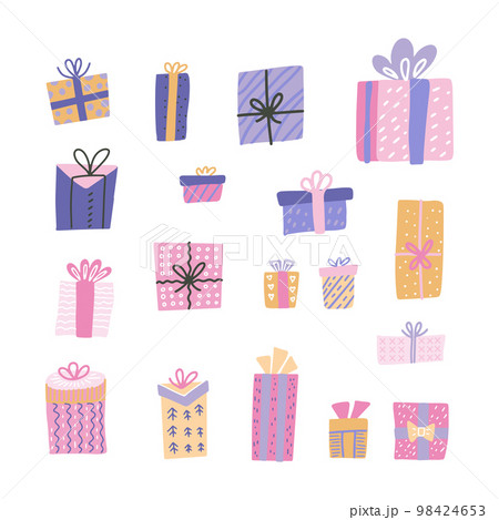 Cute bow. Cartoon doodle ribbons for birthday - Stock Illustration  [70558040] - PIXTA