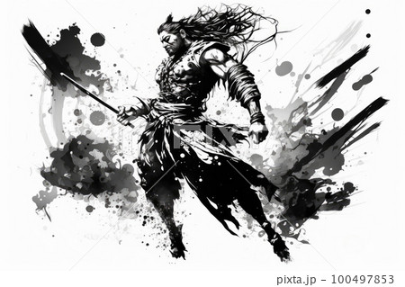 侍 刀 武士 水彩画のイラスト素材 - PIXTA