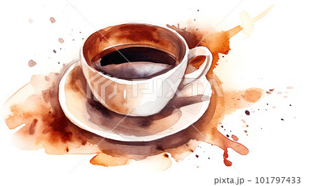 水彩画 水彩 コーヒー 珈琲のイラスト素材 - PIXTA