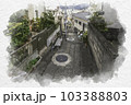 水彩画風 長崎 みさき道（御崎道） 長崎県長崎市のイラスト素材