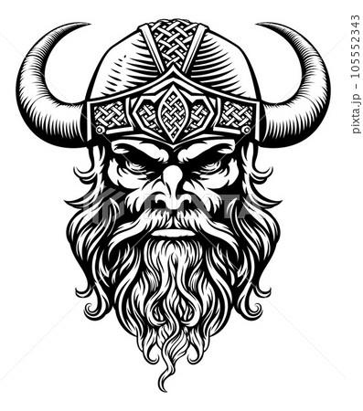 Viking Gold Beard Mustache Vikings Mascot Ancient Viking Horns Black Helmet  Horned Military Soldier Warrior Battle Fight Horns Medieval Fighter War