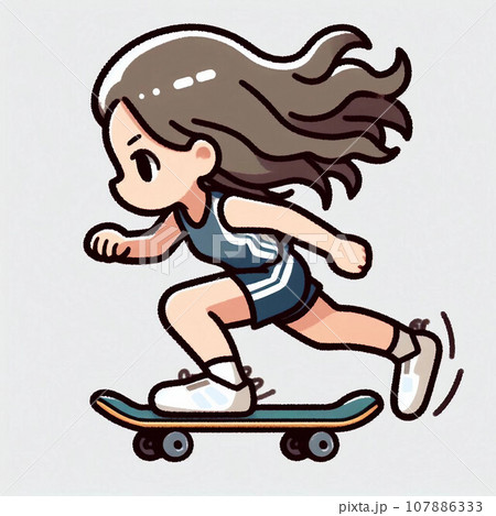 スケボー スケートボード 女子 かわいいのイラスト素材 - PIXTA