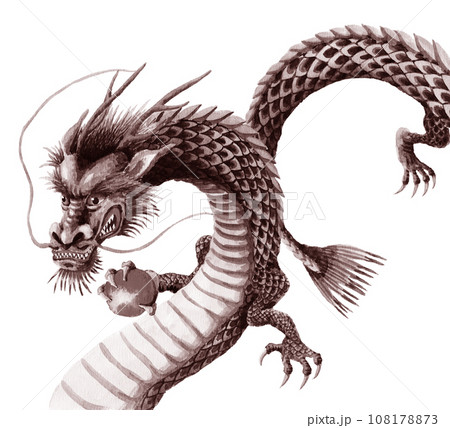水墨画 龍のイラスト素材 - PIXTA