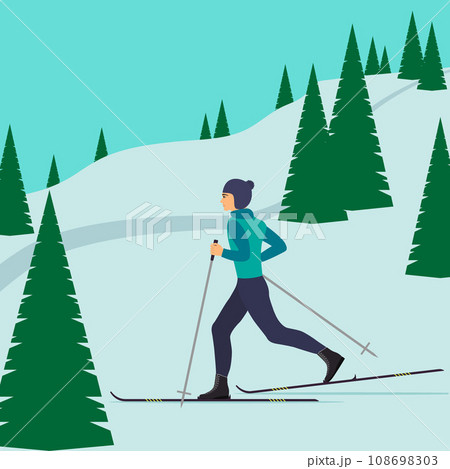 Cute Skiing Boy Dressed in Winter Clothes - Stock Illustration  [109387942] - PIXTA