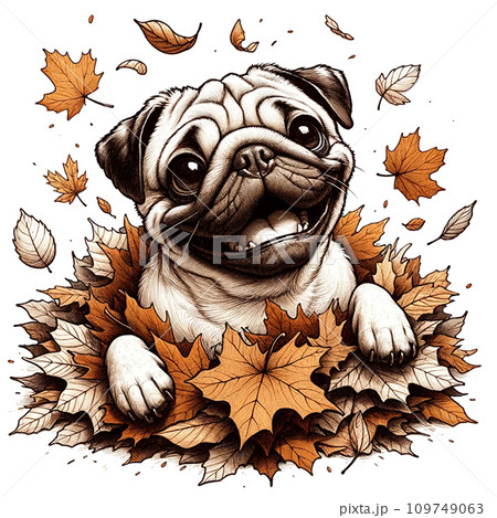 動物 犬 秋 紅葉のイラスト素材 - PIXTA