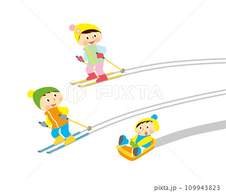 Cute Skiing Girl Dressed in Winter Clothes - Stock Illustration  [108990558] - PIXTA