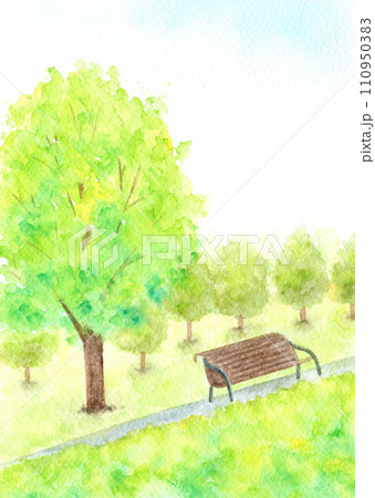 水彩画 ベンチ 水彩 公園のイラスト素材 - PIXTA