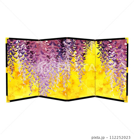 屏風 金屏風 藤 花のイラスト素材 - PIXTA