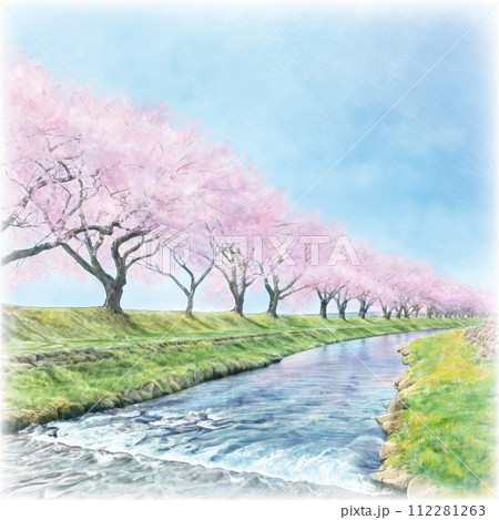 水彩画　朝靄の並木 Morning sunshine filtering through trees - 木漏れ日の朝 水彩画