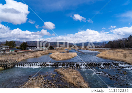 千曲川 川 風景 野沢橋の写真素材 - PIXTA