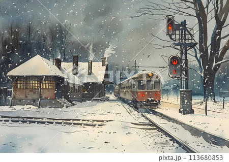 電車 雪 鉄道 列車のイラスト素材 - PIXTA