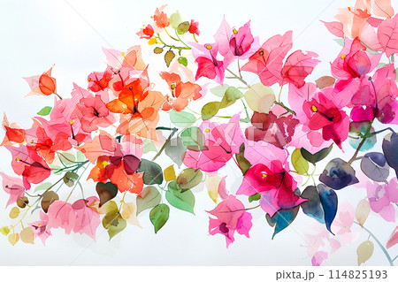 ブーゲンビリア咲くレストラン　透明水彩画　ホワイト額入り ブーゲンビリア咲くレストラン 透明水彩画 ホワイト額入り