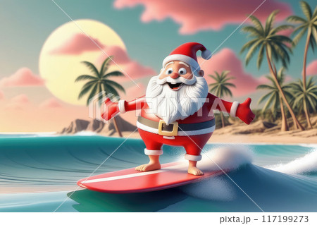 クリスマス おじいさん お爺さん サーフィンのイラスト素材 - PIXTA
