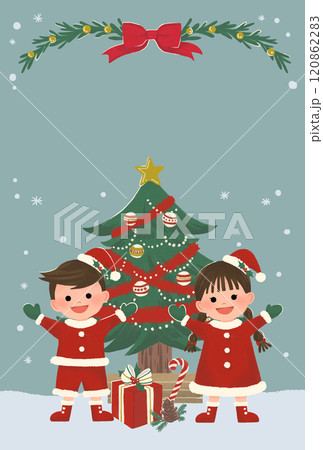 クリスマス 子供 サンタクロース イラストのイラスト素材 - PIXTA