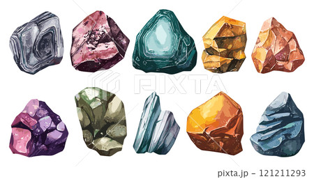 水彩画 宝石 結晶 原石のイラスト素材 - PIXTA