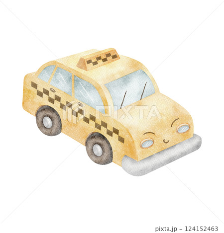 タクシー イエロー・キャブ 乗り物 町並みの写真素材 - PIXTA