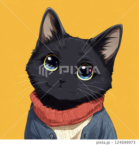 黒猫 猫 顔 AI生成画像の写真素材 - PIXTA