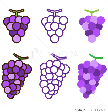 ブドウの絵 ブドウのスケッチ。手描きのブドウの輪郭イラスト。ブドウの黒と