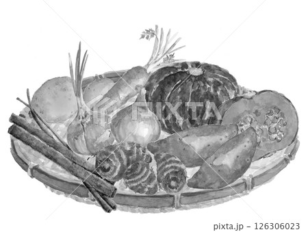 人参 水墨画 野菜 墨の写真素材 - PIXTA