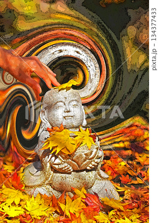 紅葉 秋 お地蔵さん 地蔵の写真素材 - PIXTA