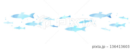 小魚群れ 水色のイラスト素材 - PIXTA