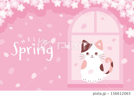 猫 春 桜 満開のイラスト素材 - PIXTA