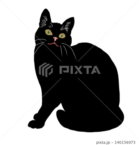 緑 目 猫 黒猫のイラスト素材 - PIXTA