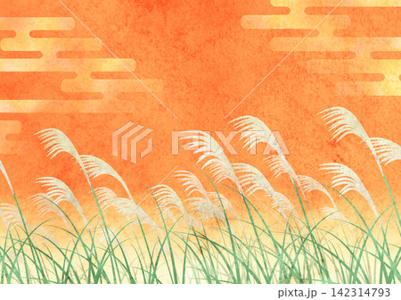 ススキ 秋 夕焼け 夕暮れのイラスト素材 - PIXTA
